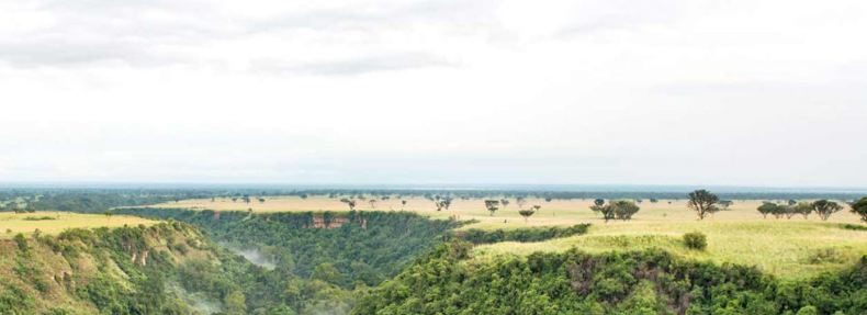 An Area View Of Kyambura Gorge, where is Chimpanzee Trekking In Uganda done, Queen Elizabeth National Park.