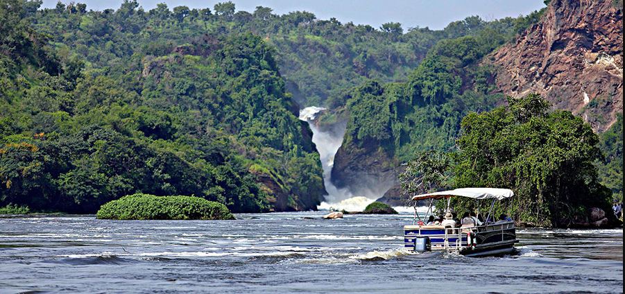 Murchison Falls is 45 m high - the Nile is funneled through a cleft in the rocks in Murchison Falls Park, Uganda