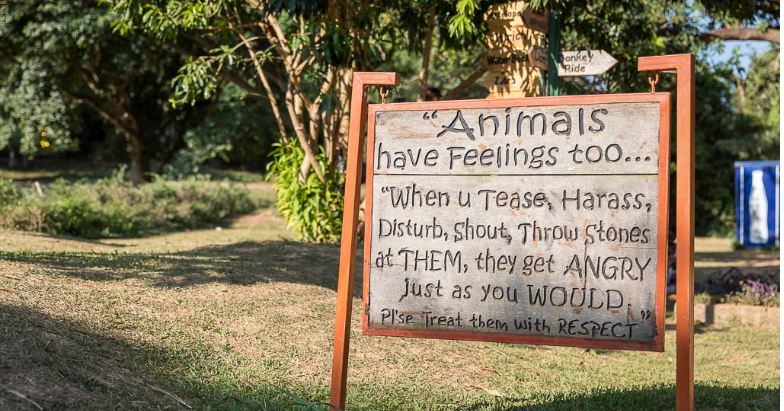 Signpost At Uganda Wildlife Education Centre